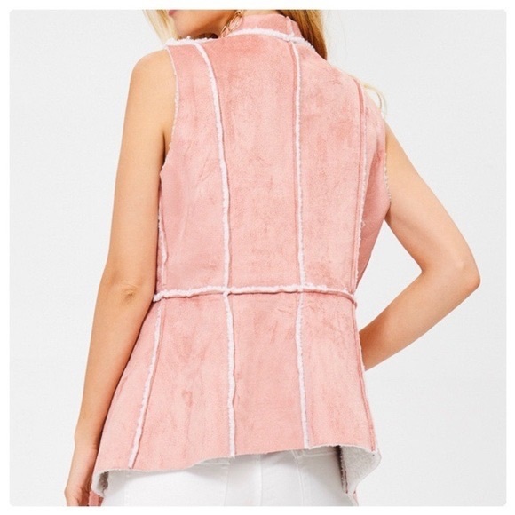 Classic Pink Sherpa Suede Vest - Picture 4 of 7